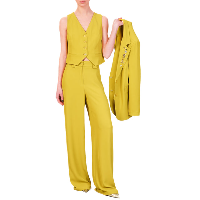 Tensione in-Completo gilet e pantalone tessuto fluido  - olio