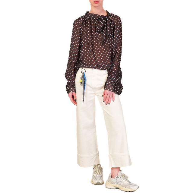 Tensione in-Camicia pois con fiocco - moro/celeste