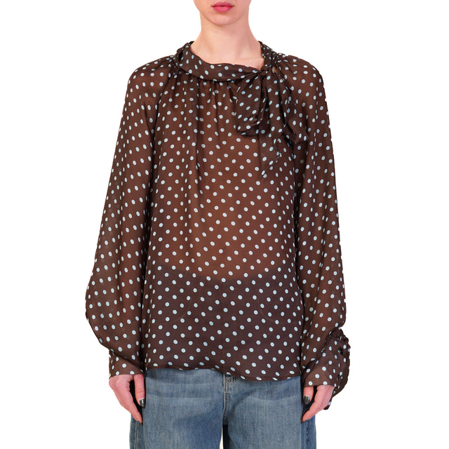 Tensione in-Camicia pois con fiocco - moro/celeste