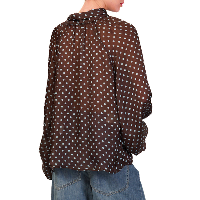 Tensione in-Camicia pois con fiocco - moro/celeste