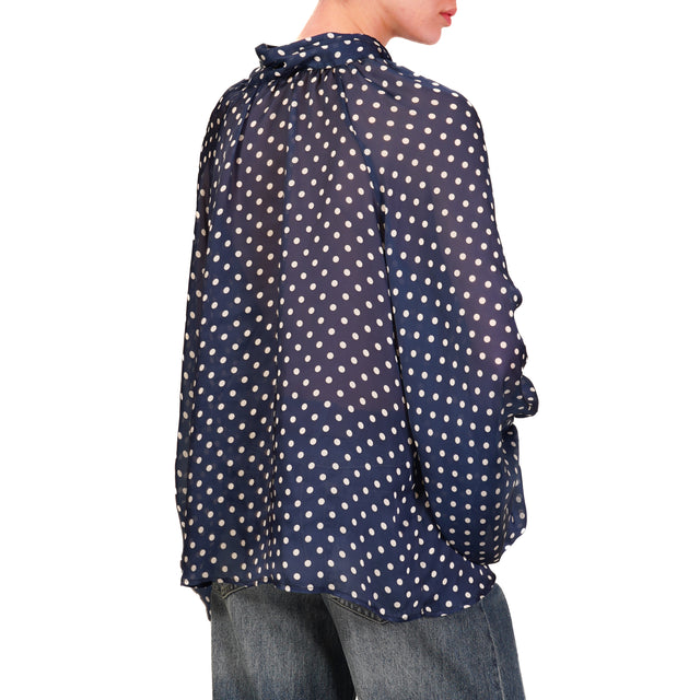 Tensione in-Camicia pois con fiocco - blu/panna