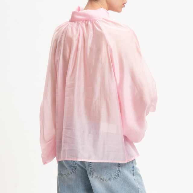 Tensione in-Camicia mussola manica palloncino - pink