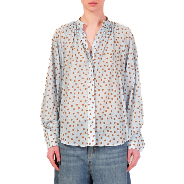 Tensione in-Camicia mussola pois - celeste/moka