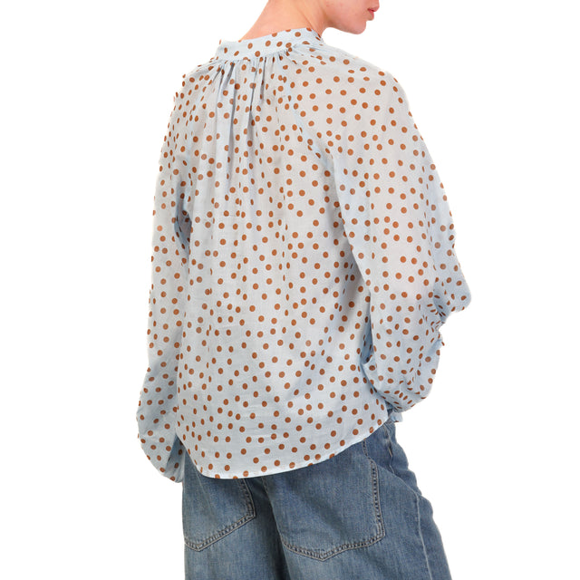 Tensione in-Camicia mussola pois - celeste/moka