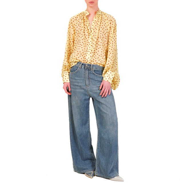 Tensione in-Camicia mussola pois - giallo/moka