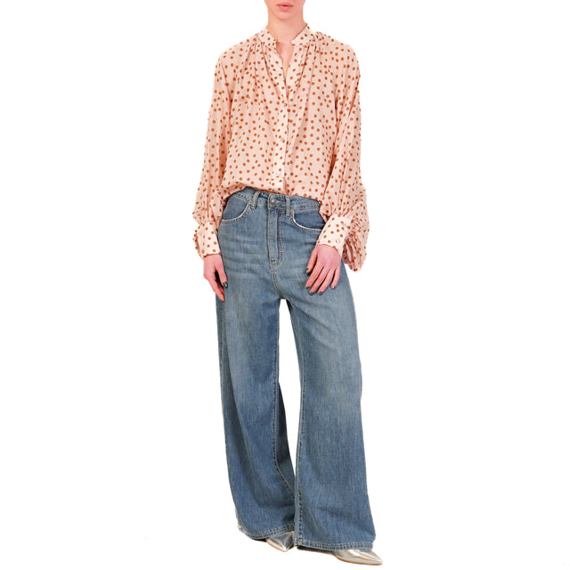 Tensione in-Camicia mussola pois - rosa/moka