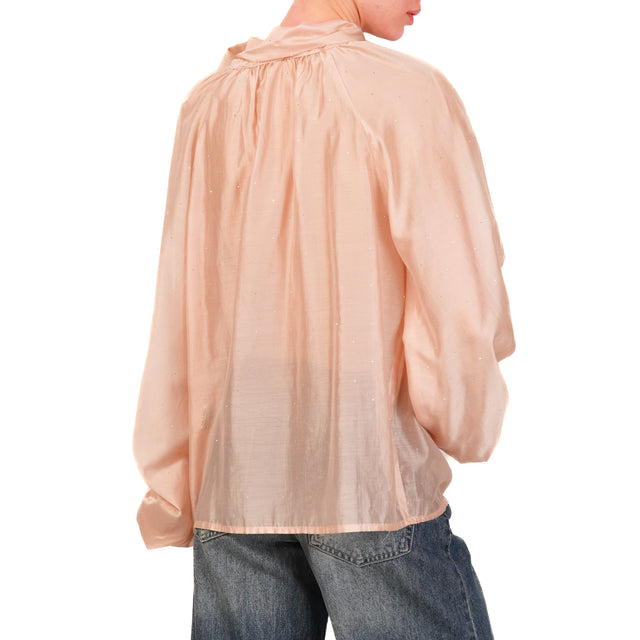 Tensione in-Blusa in mussola dettaglio strass - rosa