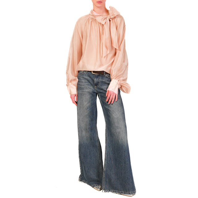 Tensione in-Blusa in mussola dettaglio strass - rosa