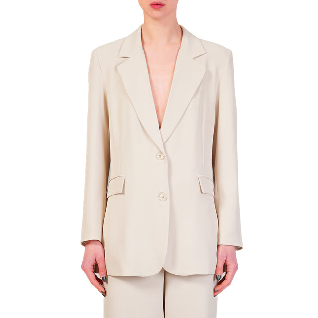Tensione in-Completo giacca e pantalone tessuto fluido - sand