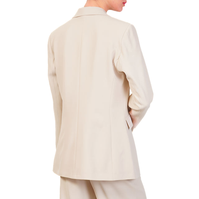 Tensione in-Completo giacca e pantalone tessuto fluido - sand