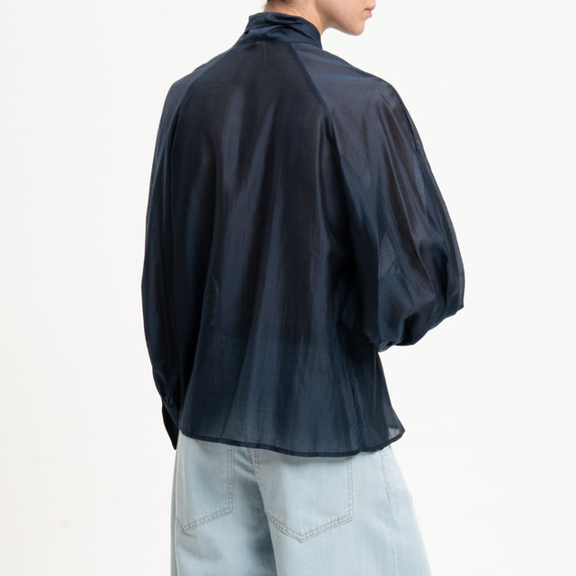 Tensione in-Camicia mussola con fiocco - blu