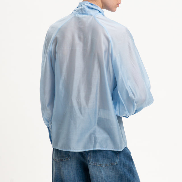 Tensione in-Camicia mussola con fiocco - celeste