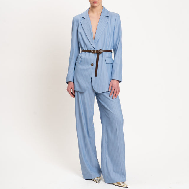 Tensione in-Completo gessato gilet e pantalone - celeste