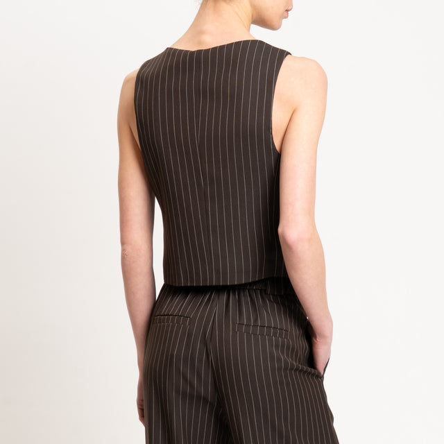 Tensione in-Completo gessato gilet e pantalone - moro