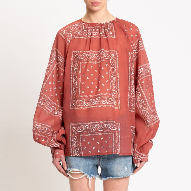 Tensione in-Blusa mussola fantasia bandana - rosso