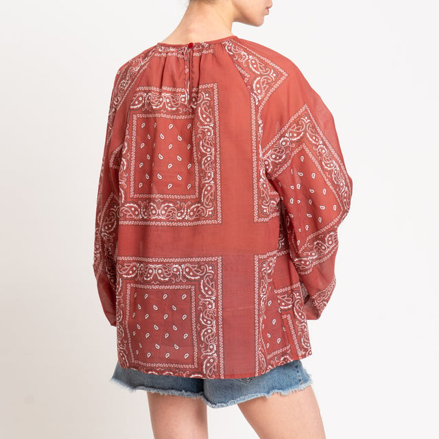 Tensione in-Blusa mussola fantasia bandana - rosso