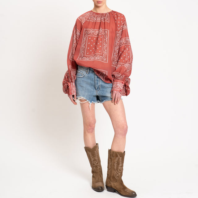 Tensione in-Blusa mussola fantasia bandana - rosso