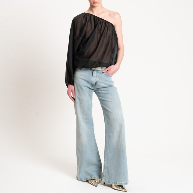 Tensione in-Blusa mussola monospalla - nero