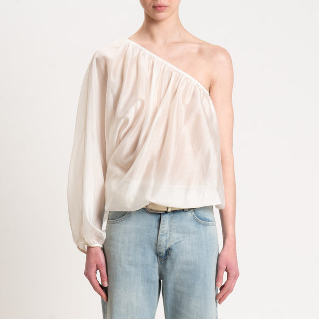 Tensione in-Blusa mussola monospalla - panna