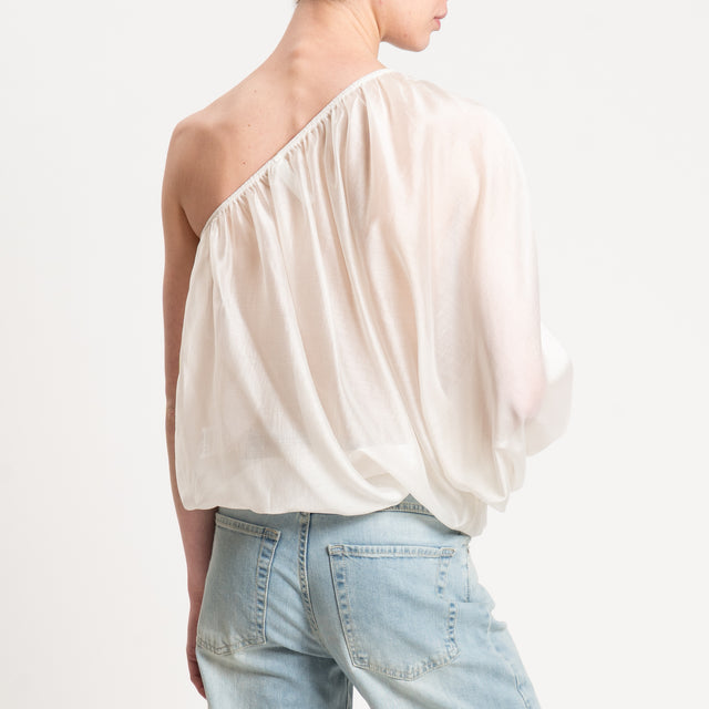 Tensione in-Blusa mussola monospalla - panna