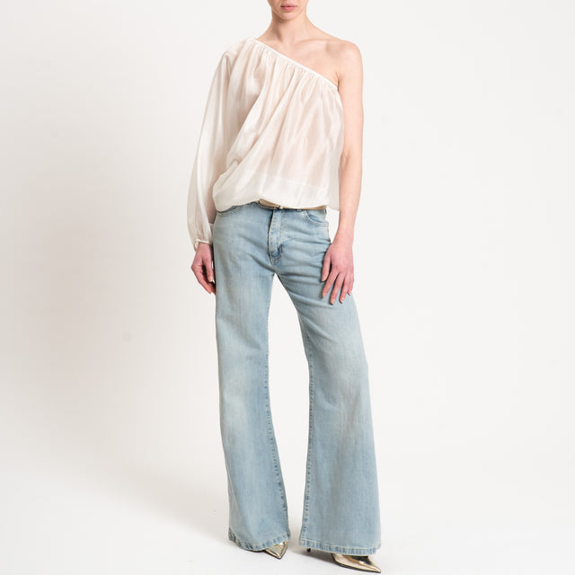 Tensione in-Blusa mussola monospalla - panna