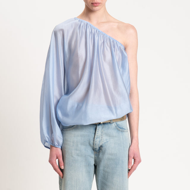 Tensione in-Blusa mussola monospalla - sky