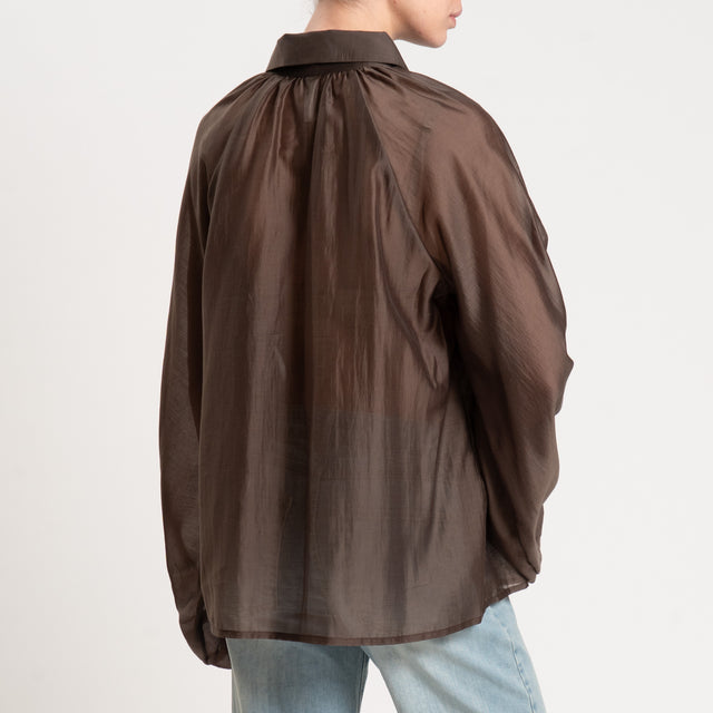 Tensione in-Camicia in mussola manica ampia - moro