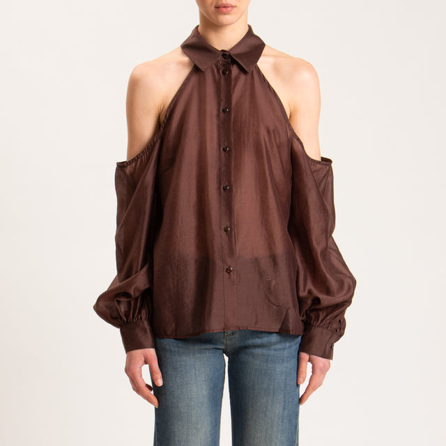 Tensione in-Camicia mussola cut out - Bordeaux
