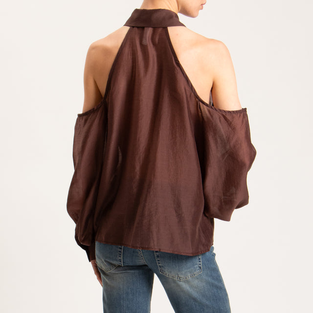 Tensione in-Camicia mussola cut out - Bordeaux