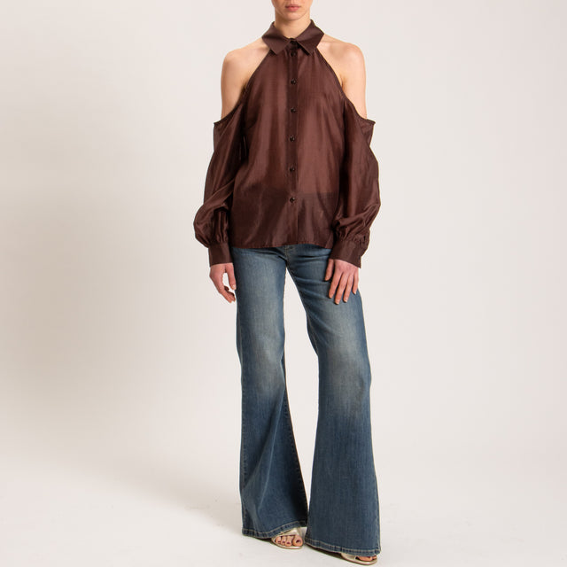 Tensione in-Camicia mussola cut out - Bordeaux