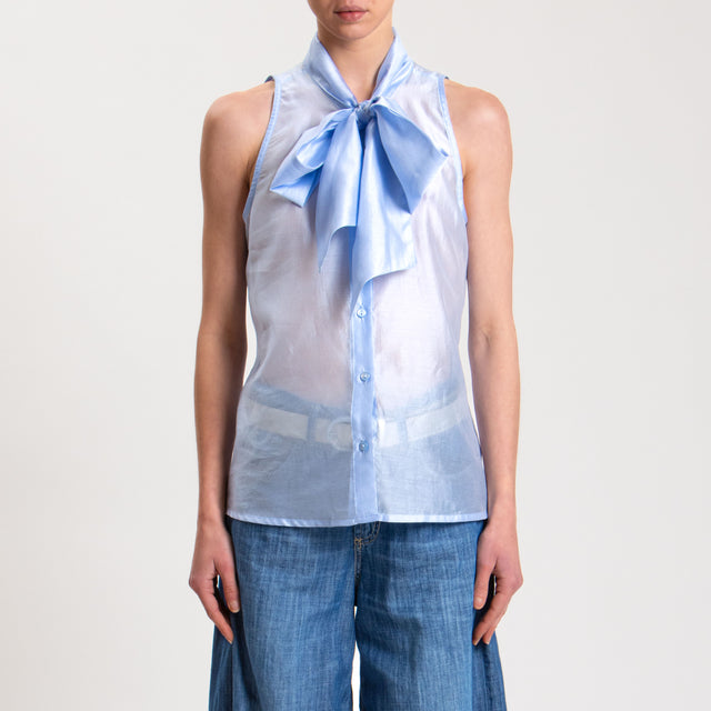 Tensione in-Camicia mussola smanicata - celeste