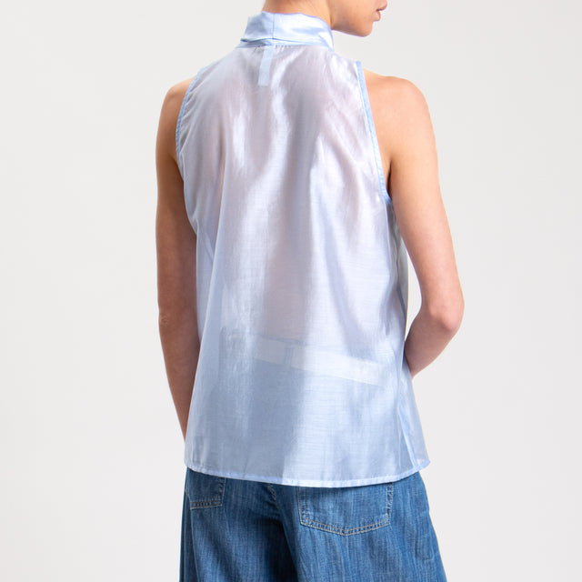 Tensione in-Camicia mussola smanicata - celeste