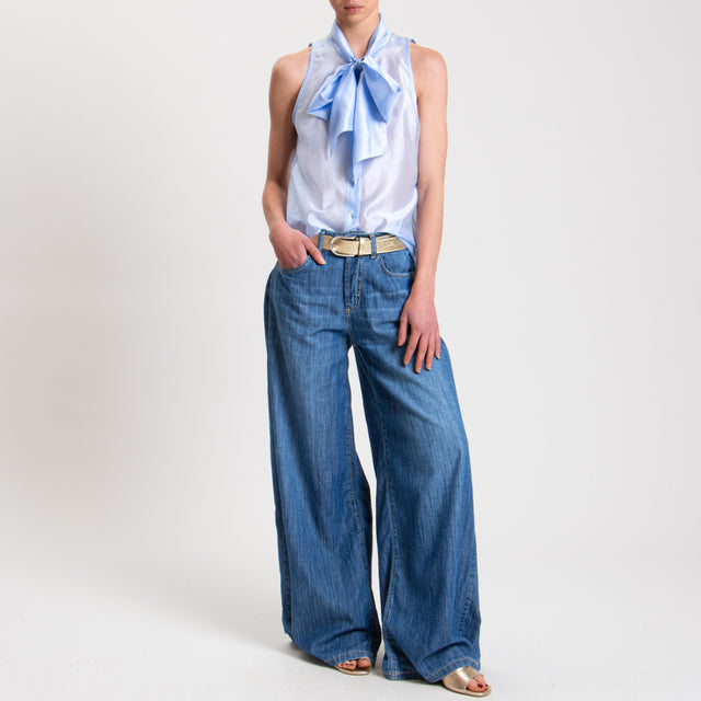 Tensione in-Camicia mussola smanicata - celeste