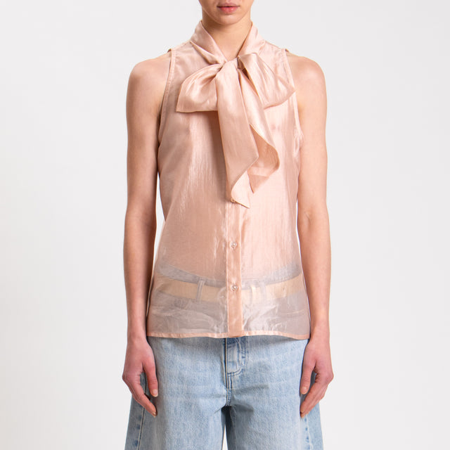 Tensione in-Camicia mussola smanicata - rosa