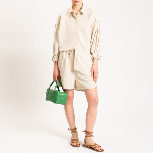 Tensione in-Camicia misto lino con tasca - gesso
