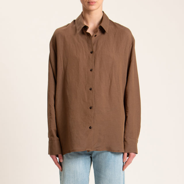 Tensione in-Camicia misto lino - tabacco