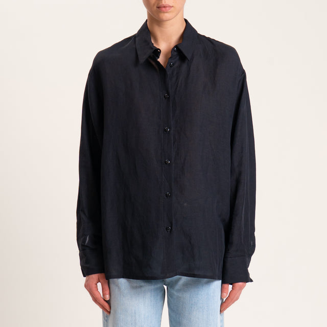 Camisa de mezcla de lino Tension - Negra