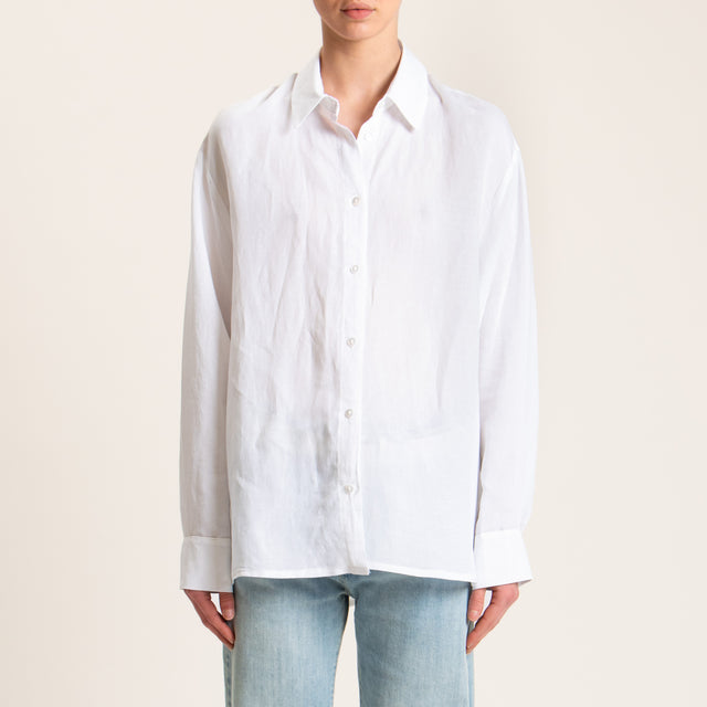 Tensione in-Camicia misto lino - bianco