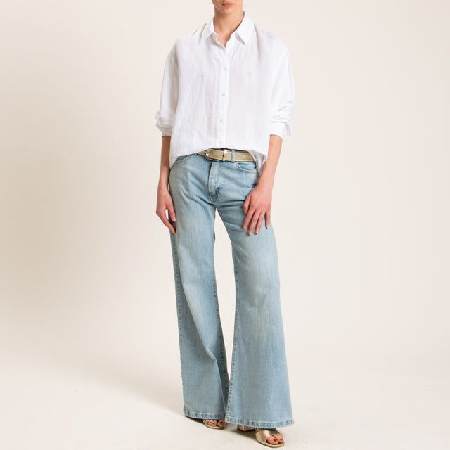 Tensione in-Camicia misto lino - bianco