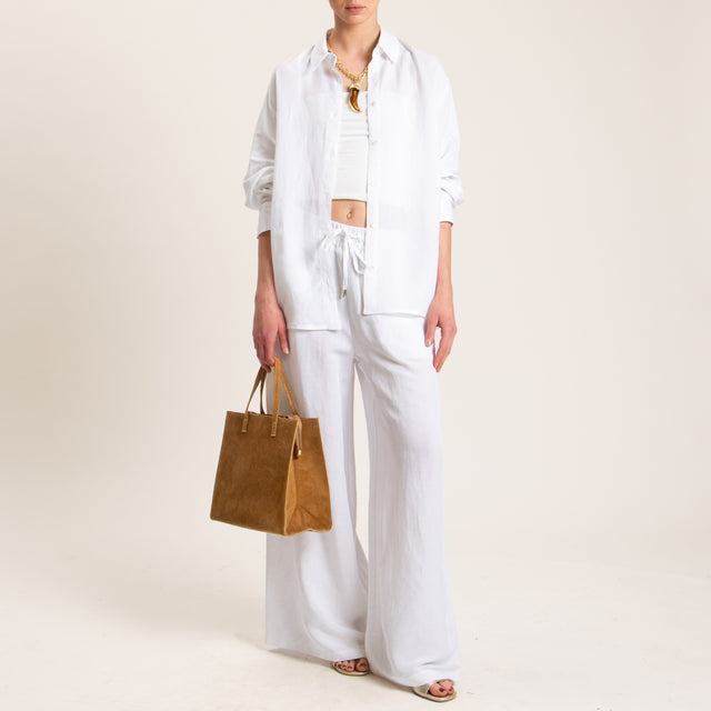 Tensione in-Camicia misto lino - bianco