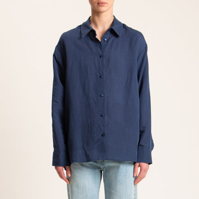 Tensione in-Camicia misto lino - blu