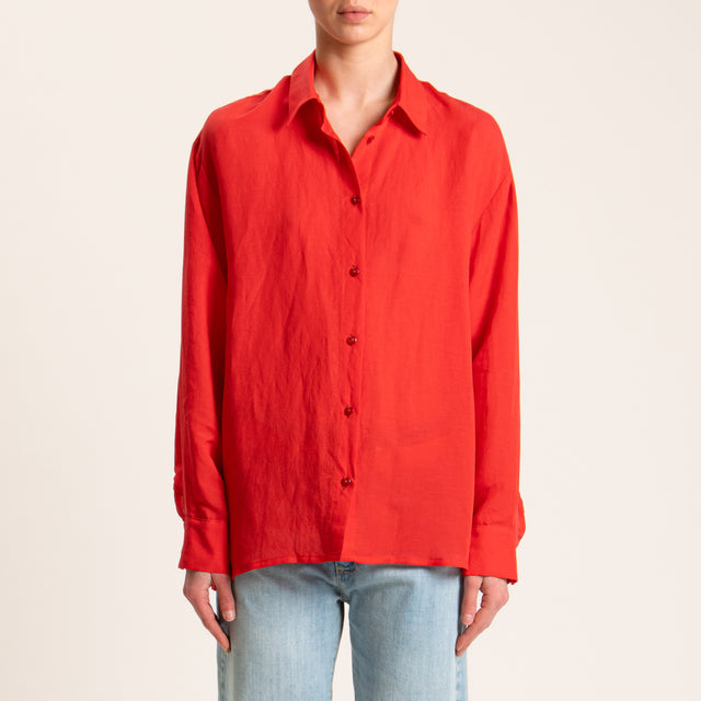 Tensione in-Camicia misto lino - rosso
