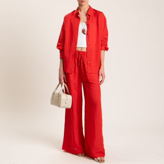 Tensione in-Camicia misto lino - rosso