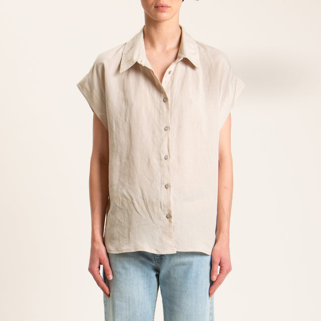 Tensione in-Camicia smanicata misto lino - gesso