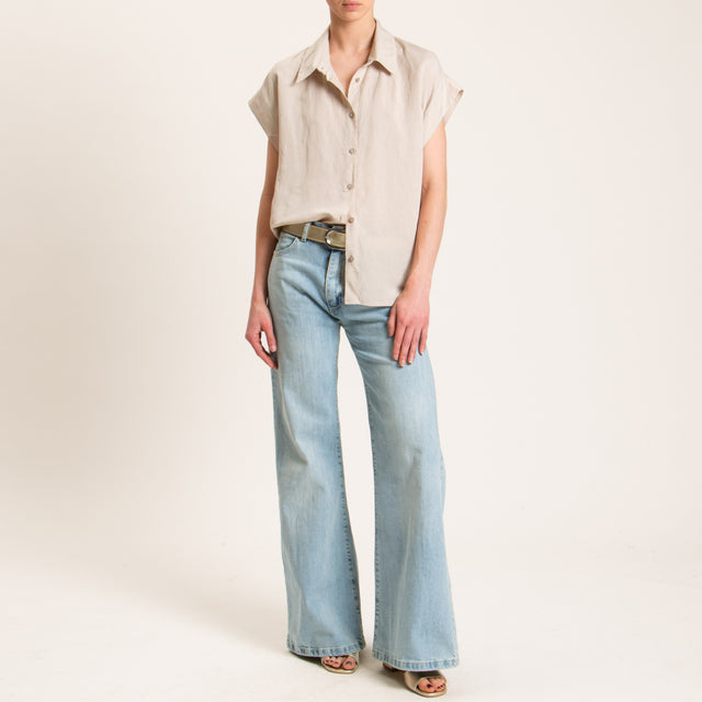 Tensione in-Camicia smanicata misto lino - gesso