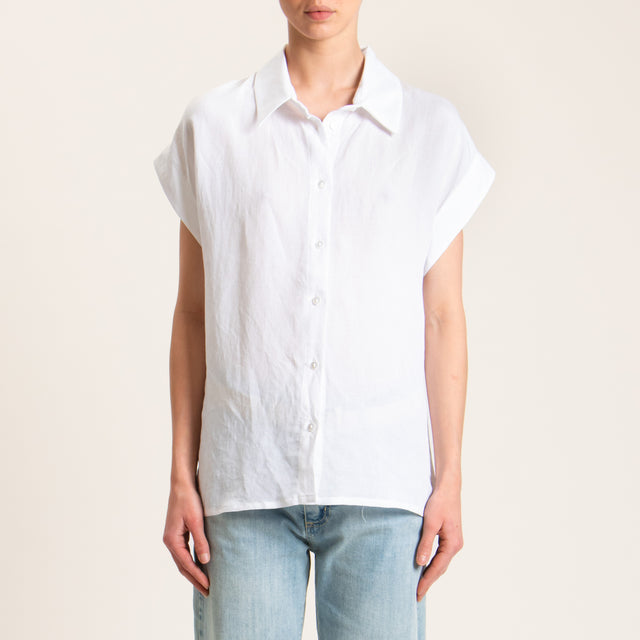 Tensione in-Camicia smanicata misto lino - bianco