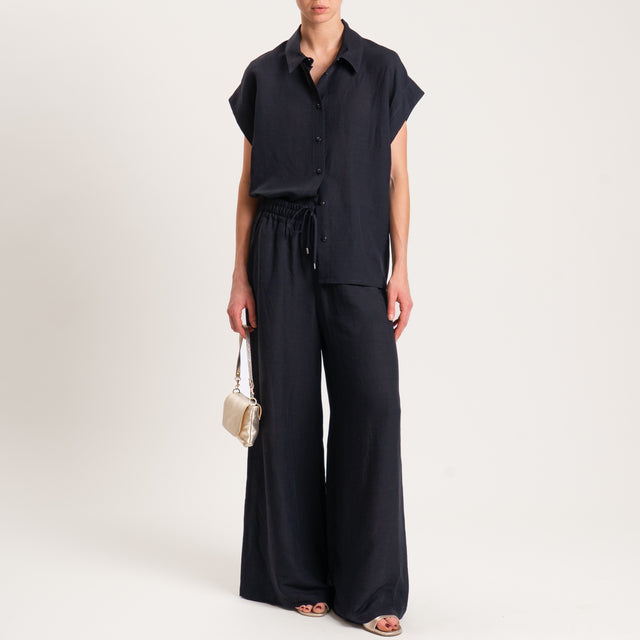 Camisa sin mangas de mezcla de lino Tension - Negra