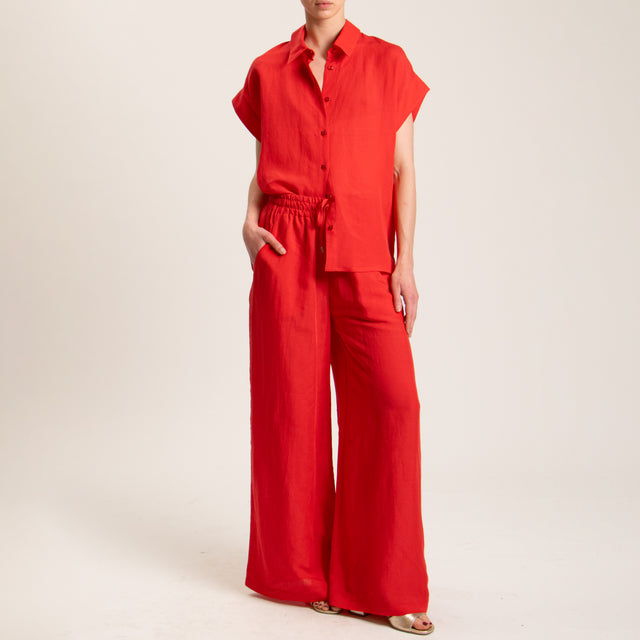 Tensione in-Camicia smanicata misto lino - rosso