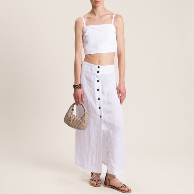 Tensione in-Completo top e gonna misto lino - bianco