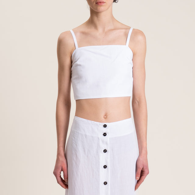 Tensione in-Completo top e gonna misto lino - bianco